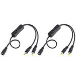 PNGKNYOCN 40cm DC 5.5x2.1mm 1 Female to 2 Male On/Off Switch Cable, Y Splitter Adapter Cord，for Security CCTV Parking Camera, LED Strip Light (2-Pack)