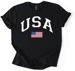 USA Patriotic Graphic T Shirt Independence Day American Flag July Fourth Unisex Tee, Black, 3X-Large