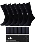 Niorasen 6 Pairs Bamboo Mens Socks, Comfortable Soft Top Crew Socks, Breathable Smart Classic Dress Sock with Gift Box for Everyday Business Casual black 9-12