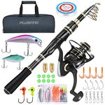 PLUSINNO Fishing Rod and Reel Combos Set,Telescopic Fishing Pole with Spinning Reels, Carbon Fiber Fishing Rod for Travel Saltwater Freshwater Fishing-G