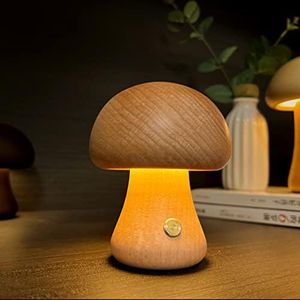 KAPJHRX Mushroom Lamp, Rechargeable Portable Night Light Cute Small Nightstand Desk Lamp Suitable for Bedroom, Home Decor, Women, Baby, Kids, Gifts Etc