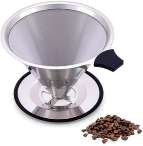 【2.0 Upgraded】Pour Over Coffee Dripper, Stainless Steel Reusable Coffee Filter with Non-Slip Base & Handle, Paperless Coffee Maker (silver)
