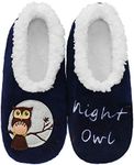 Women's Animal Slippers Cozy Bedroom Slipper Socks for Women-Night Owl (Navy, X-Large)