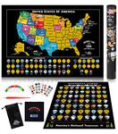 Scratch Off Map of The United States - Scratch Off USA Map Kit, 50 Pc Set, 85 Landmarks, US National Parks, Scratchable Adventure Maps Poster, Travel Journal, Gifts for Travelers by Bright Standards