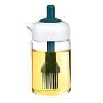 Anugrah New Airtight Transparent glass jar with brush for oil ghee for kitchen,Leakproof borosilicate oil dispenser spreading brush with bowl(230 ml/multicolour) (1)