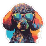 Cool Poodle Dog Sticker - Waterproof Vinyl Decal for Car Bumper, Laptop, Water Bottle, Luggage, Wall, and Window, Size - 5'' Longer Side