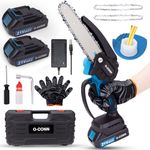 O-CONN Mini Chainsaw Cordless 6 Inch Handheld Chain Saw with Security Lock & Auto Oiler System, Portable Electric Small Chainsaw for Tree Branches, Courtyard, Household & Garden