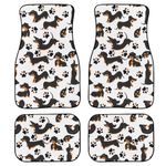 FOR U DESIGNS SUV Floor Mats for Cars All Weather Car Mats Full Set Cute Car Accessories for Women Dachshund & Paw Print White Car Carpet Non Slip Rubber Backing