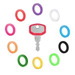 ZZLBZN Key Covers Caps, 12Pcs Key Colour Caps Key Identifier Caps Round Key Caps, Flexible Key Covers Rings Coloured Key Identifiers Caps Easy Identifying House Door Keys Colorful