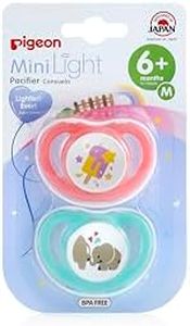 Pigeon MiniLight Pacifier Twin Pack for Babies Aged 6+ Months (M)