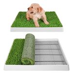 SunTurf Dog Grass Pad with Tray, Dog Litter Box, Porch Potty for Puppy Pee Training, Indoor Portable Fake Grass Pee Pad System, Artificial Grass + Pee Pad Holder