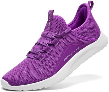 ALEADER Womens Running Walking Shoes Slip on Tennis Sneakers Gym Travel Casual Workout Yoga Indoor Outdoor Purple Magic Size 9.5 US