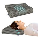CareFoam Memory Foam Cervical Neck Pillow | 2 Years Warranty | Pain Relief Sleep, Improves Posture Spinal Alignment, Neck Pain Relief | Medium 21 x 13 x 4 Inch | Black acquard Cover | Pack of 1