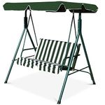 HAPPYGRILL 2-Person Convertible Canopy Swing Chair, Hammock Swing with Comfortable Cushion Seats, Weather Resistant Power Coated Steel Frame