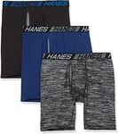 Hanes Total Support Pouch Men's Boxer Briefs Pack, Anti-Chafing, Moisture-Wicking Underwear with Cooling (Trunks Available), 3 Pack - Assorted Long Leg, XX-Large