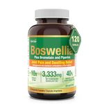 Herba Boswellia Serrata Capsules with Bromelain Supplement – 120 Boswellia Capsules | 3,330mg – 10:1 Boswellia Extract with Black Pepper - Extra Strength | Relieves Joint Pain and Swelling | Made in Canada