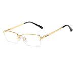 QECEPEI Half Rimless Metal Eyewear Frames Blue Light Blocking Transparent Lens Business Glasses, Gold, One Size