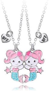 DOYYCA Best Friend Necklace Gifts Friendship Necklace Magnetic Matching Heart Unicorn Dolphin BFF Necklace for 2 Girls (Mermaid Silver)