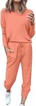 Women's Jogging Suit, Large Sizes, Loungewear Set, Cotton Pyjamas, 2-Piece Pyjamas, Baggy Tracksuit, Girls' Outfit, Spring Sports Suit, Long Tracksuit, Sweatshirt + Jogging Bottoms, Red (watermelon