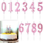 Mijradge 10 Pcs Birthday Number Candles，Cake Candles, Birthday Cake Candles for Party Celebration (Pink)