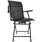 GYMAX Hunting Chair, 360 Degree Swivel Hunting Blind Chair with Carry Handle, 330 lbs Capacity, Comfortable, Waterproof, Portable and Silent Folding Dove Hunting Chair for Blinds (with Armrest)