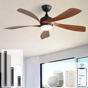 Sofucor 52" Smart Ceiling Fan, Indoor/Outdoor Ceiling Fans with Lights and Remote, Work with Alexa/Google/App, 3-Color Light 6-Speed Timing Reversible DC Motor for Bedroom Living Room Patio