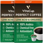 VitaCup Organic Perfect Dark Roast Decaf Coffee Pod for Pure & Clean Energy, Antioxidants, Low Acid, Guatemala Single Origin in Recyclable Single Serve Pod Compatible with Keurig K-Cup Brewers, 32CT