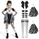 Spooktacular Creations Cheerleader Costume for Girls, Black Scary Cheerleader Costume, Zombie Fearleader Costume S