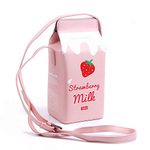 LUI SUI Girls Fruits Banana Strawberry Milk Box Cross Body Purse Bag Women Phone Wallet Shoulder Bags Gift for Friends