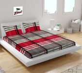 Temoli® Elastic Fitted Warm bedsheets King Size, King Size Warm bedsheets for Winter with Elastic and 2 Pillow Covers. (Maroon-Check)