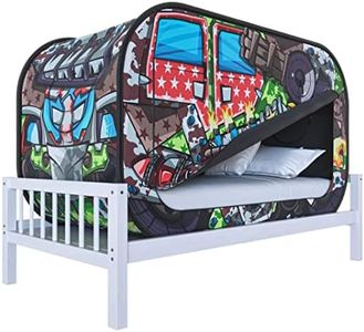 Skywin Kids Bed Tent Twin - Boys Bed Fort for Kids - Pop Up Privacy Tent for Twin Bed, Collapsible, Breathable, Light Reducing Pongee Bed Canopy for Warm and Cozy Night (Tank, Twin)