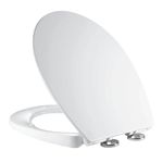 Mass Dynamic Soft Close Toilet Seat with Quick Release for Easy Cleaning Loo Seats, Easy Top Fixing White Toilet Seats with Adjustable Hinges, Standard Oval Toilet Seat…