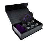 DIAMAS Whisky Stones Gift Sets for Men - 6 Handcrafted Premium Granite 14 Sided Chilling Stones + Velvet Pouch Inside Modern Magnetic Closing Eco Box Set