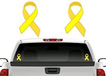 2 Yellow Cancer Ribbon Sticker Decals Bladder Sarcoma Bone Cancer Vinyl Vehicle Decal Stickers (Yellow Ribbons)