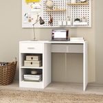 Computer Desk 1 Drawer Home Office Writing Study Desk, Modern Simple Style PC Table, Dressing Desk (White)