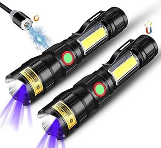 DARKBEAM UV 365nm Flashlight USB Magnet Rechargeable Wood's Lamp LED Ultraviolet Blacklight, Detector for Pet Ringworm Cat Urine Stains, Banknote, Resin Curing, Black Lights 365 nm, 2 Pack