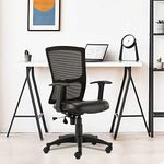 HOF® F506 Ergonomic Work from Home Office Desk Chair with Adjustable Hight | Comfortable Mid Back Task Nylon Base Chair with Revolving Swivel and Smooth Caster Study Purpose – Black