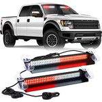 XRIDONSEN Emergency Dash Lights 144 LED Red White Interior Windshield Strobe Volunteer Firefighter Lights Warning Hazard Safety 2x14.5 inch Front/Rear Deck Split Mount for Vehicles Trucks