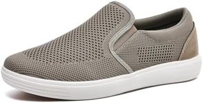 TIOSEBON Men's Comfortable Slip on Walking Shoes Memory Foam Arch Support Slip Resistant Work Drving Tennis Sneaker Khaki 10 US