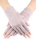 Maxdot Women Sunblock Fingerless Gloves Non Skid Summer Gloves UV Protection Driving Gloves (Black, 1 Pair) (Dark Purple)