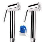 Chrome Finish ABS Plastic Health Faucet Bidet Jet Spray for Toilet | Hand Shower for Premium Bathroom with Fine Grip with Teflon Tape | (Chrome Plated, Gun ONLY) | (Pack of 2)