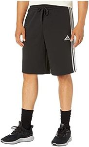 adidas Men's Standard Essentials Fleece 3-Stripes Shorts, Black/White, 4X-Large