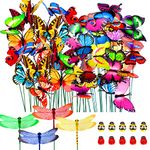 SNAILGARDEN 60 Pcs Butterfly Garden Decor Stakes Set,Garden Butterflies Dragonflies Stakes,Ladybug Bee Ornaments on Sticks for Patio Plant Garden Party Lawn Yard Decoration