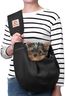 Tomkas Small Dog Cat Sling Carrier Puppy Purse Travel Wrap Soft Crossbody Pet Bag (Black, M - Zip Pocket & Adjust Strap)