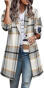 Zeagoo Women's Plaid Shacket Jacket Casual Button Up Trench Coat Light Jacket with Pockets