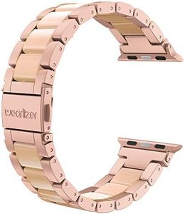 Wearlizer Compatible with Apple Watch Bands 38/40/41/42mm Womens Wristband for iWatch SE Strap Stainless Steel Gold Resin Stylish Metal Replacement for iWatch Series 11 10 9 8 7 6 5 4 3 SE/Ultra 3 2 1