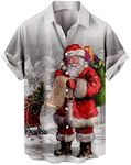 Men's Christmas Printed Shirt Ugly Christmas Sweater Pullover Button Down Shirts Xmas Sweater Short Sleeve Reindeer Snowflake Printed Sweaters Novelty 3D Sweatshirts Casual Loose Pullover