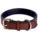 Genuine Leather Adjustable Dog Collar of Soft Thick Padded Collars Best for Small Medium Large Breed Dogs(Brown) (Medium)