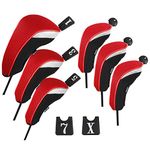 Andux 6pcs/Set Golf Hybrid Club Head Covers and Wood Club Head Covers (3 Hybrid Covers + 3 Wood Covers) Black/Red