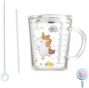 Xfeyaqlo Tasse à Lait Enfant avec Paille, Tasse de Lait pour Enfants, Tasse Enfants avec Paille Silicone, Résistant à la Chaleur pour Micro-Ondes, 400ml, (Dinosaure/Poisson/Cheval) (Cheval)